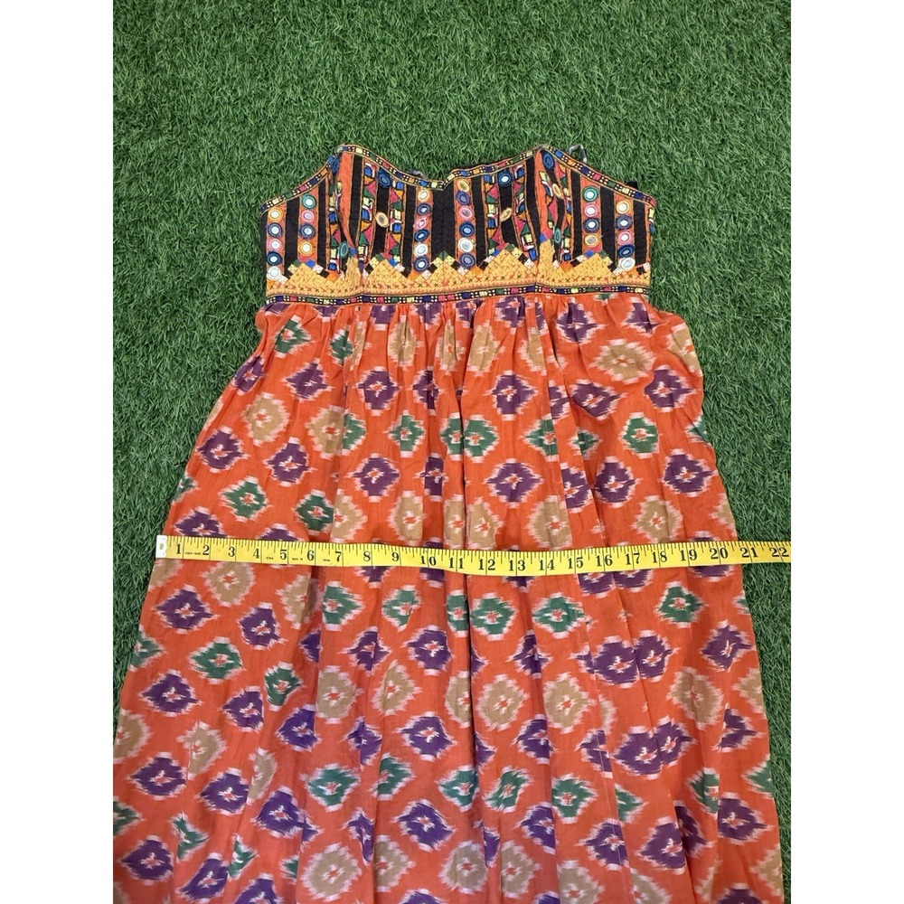 Ralph Lauren Denim & Supply Dress Women XS Orange Boho Spaghetti Strap Festival - Picture 13 of 15